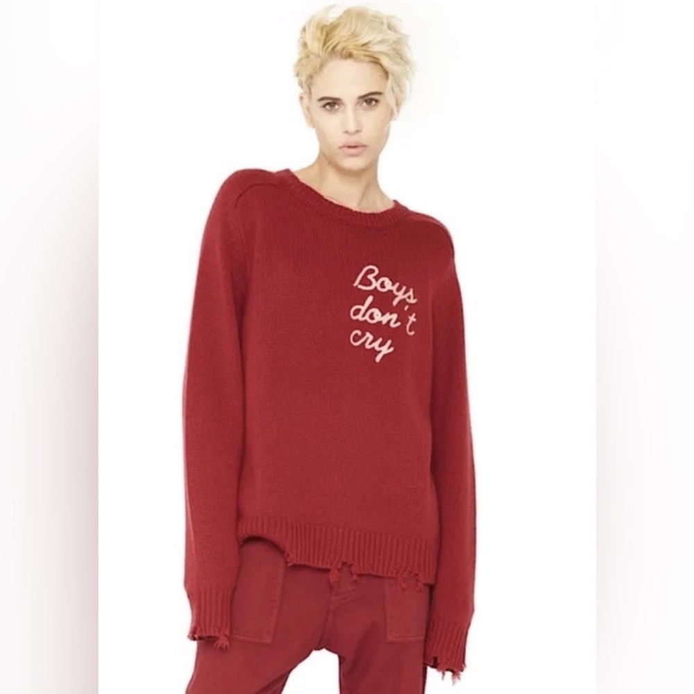Sandrine‎ Rose Wine Red Boys Don't Cry Cashmere and Wool Sweater | Sz XS | NWT